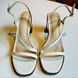 Halston Fantasia Block Heel Sandal - Croc Embossed Vegan Leather